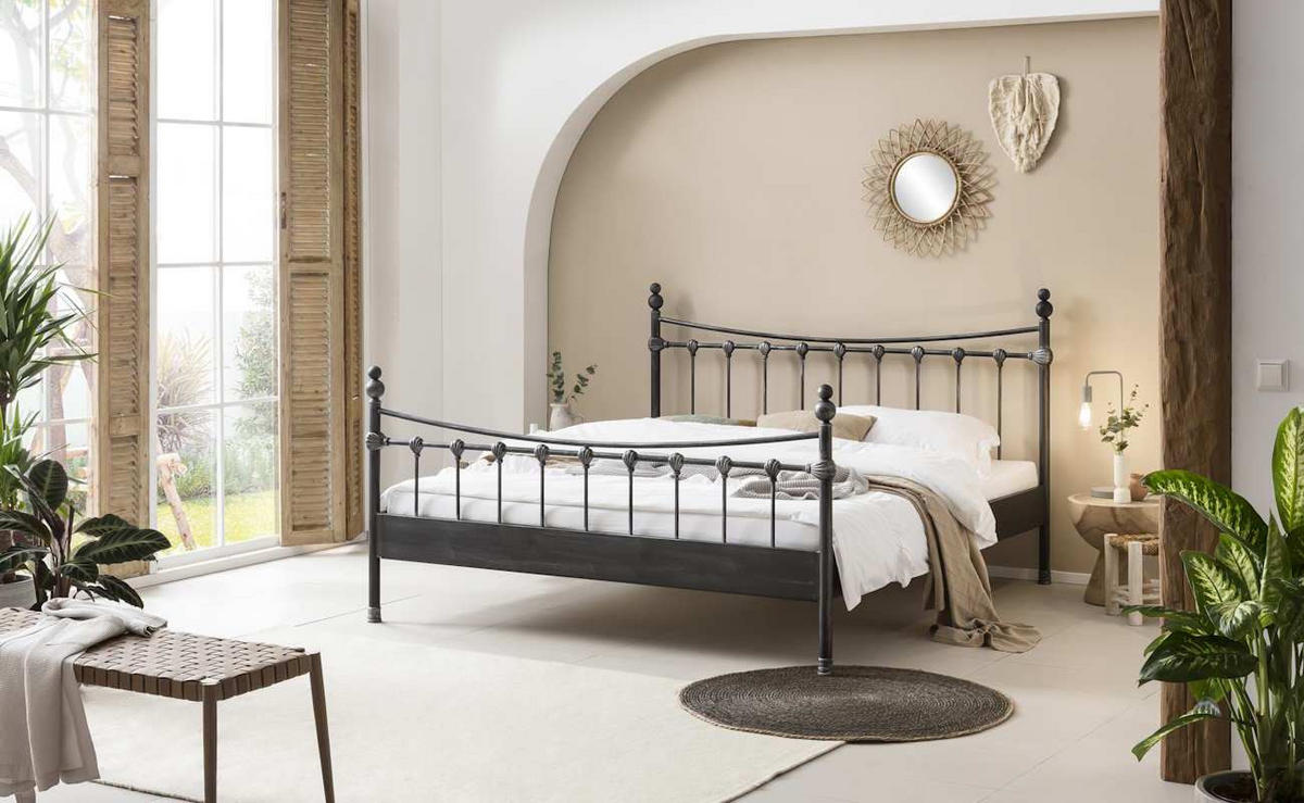 METALLBETT Camilla / 180 x 200 cm / schwarz - Schwarz, Metall (180/200cm) - BED BOX