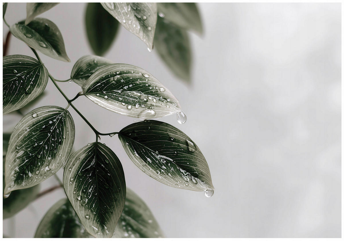 FOTOTAPETE Blätter Beton Grün 312x219 cm - Multicolor, Papier (312/219cm) - Wallarena