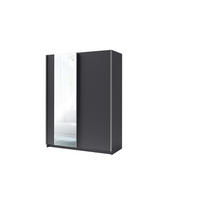 SCHIEBETÜRENSCHRANK GAVERO 11 - 180,6×198,5×62 cm mit Spiegel Grau Graphit - Grau, Holz/Holzwerkstoff (108.6/198.5/62cm) - Milaros Markt