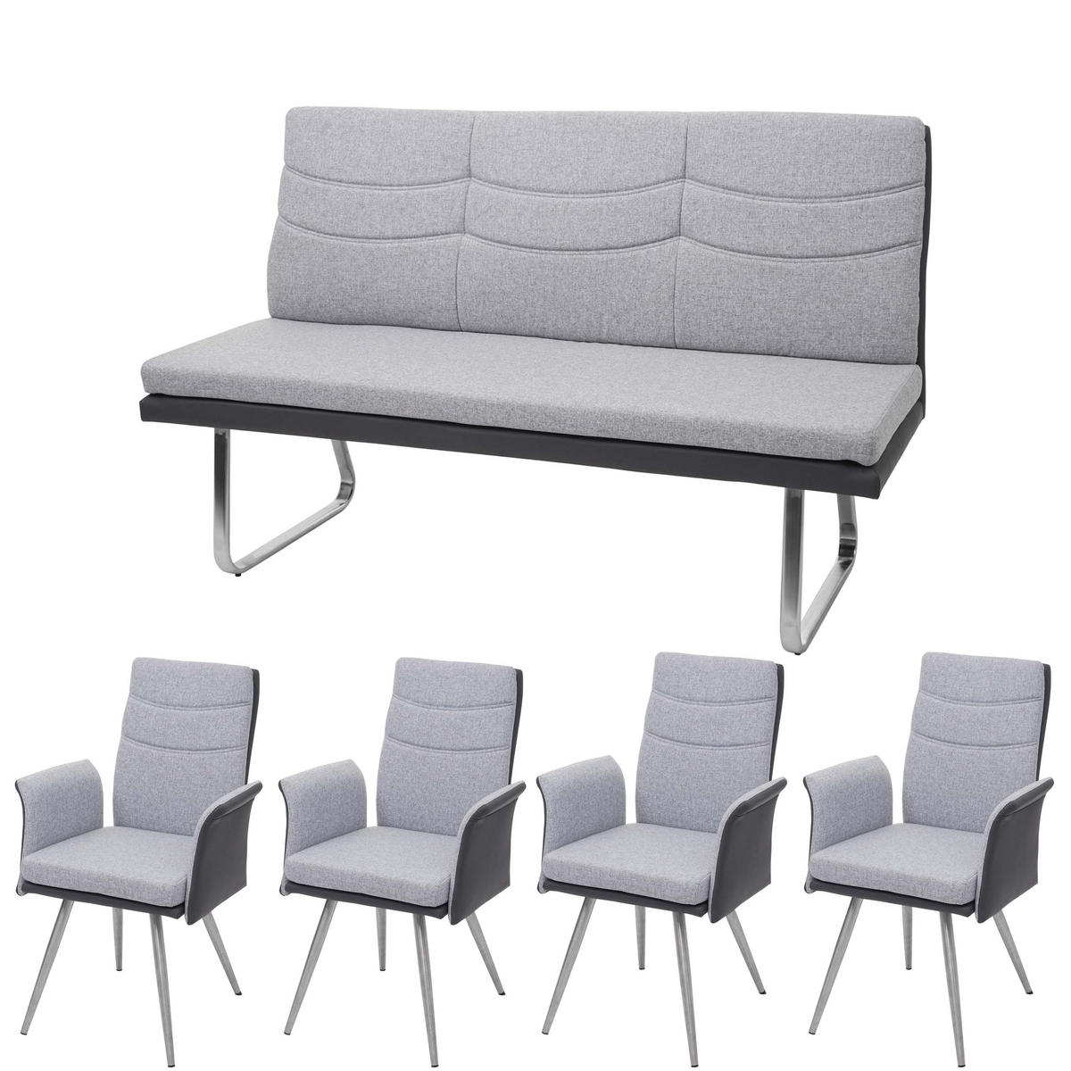 ESSZIMMER SET Grau 4er-Set - Grau, Textil (160/98/70cm) - MCW