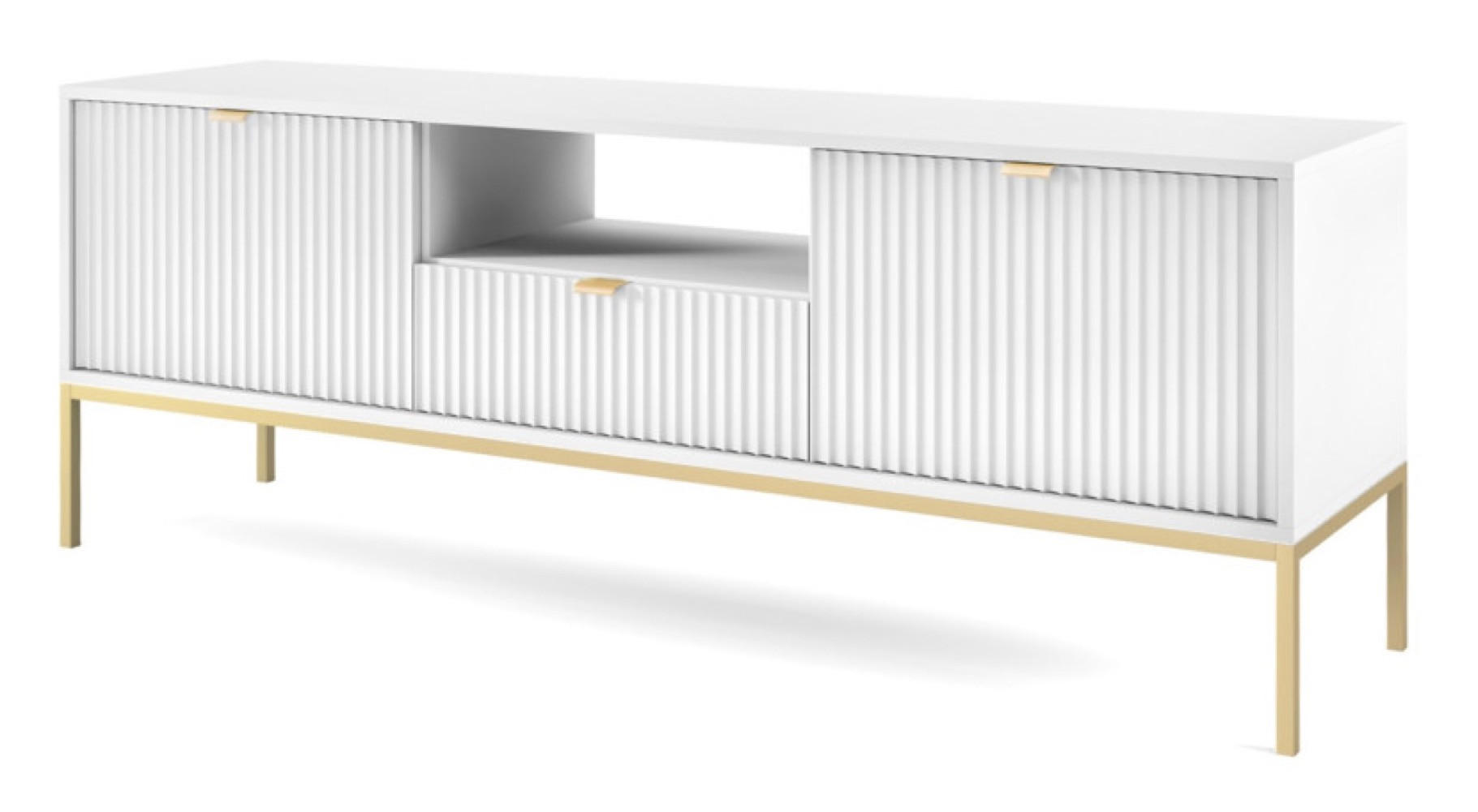 TV-LOWBOARD Weiß NEW Goldfarben - Weiß, Holzwerkstoff (154/56/39cm) - Sepro Meble