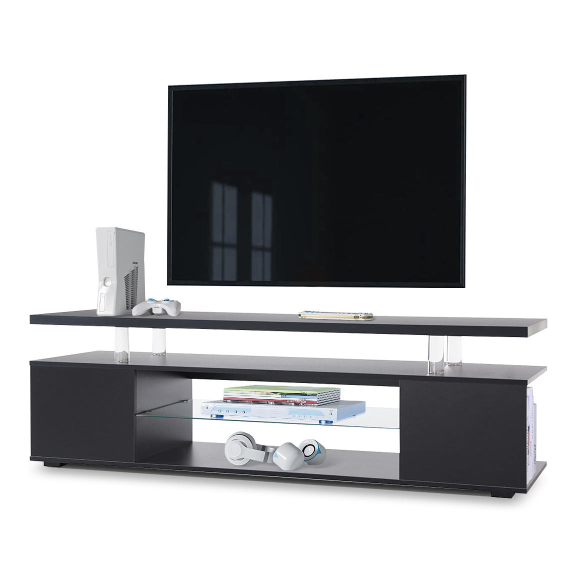 TV-ELEMENT 130/40/48 cm Schwarz mit LED-Licht - Schwarz, Holz (130/48/40cm) - Oxeza