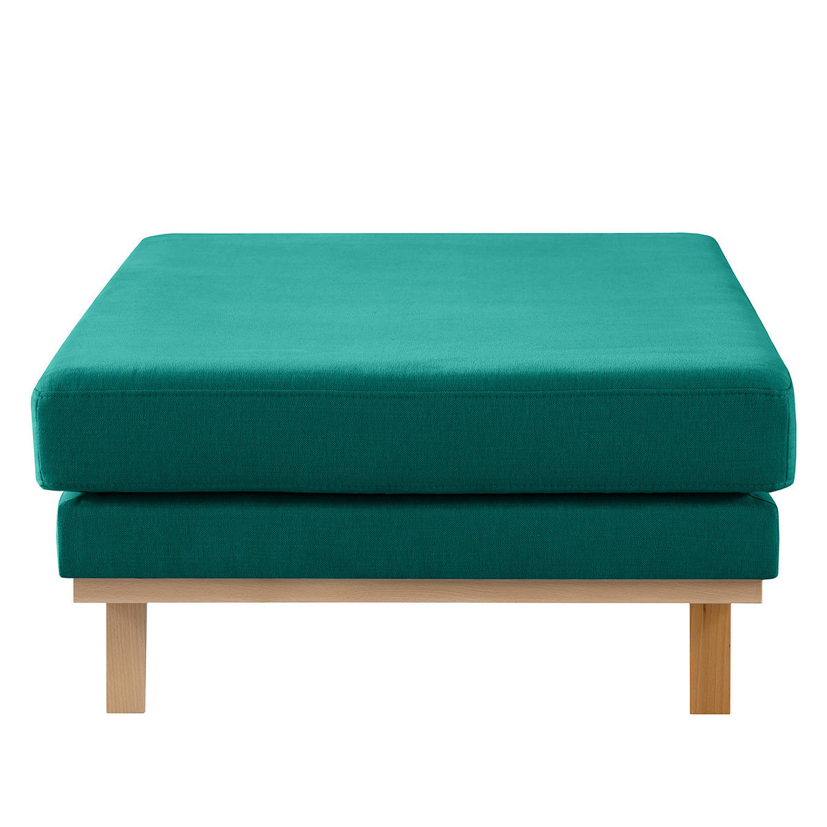 POLSTERHOCKER - Buchefarben/Petrol, Buchenholz/Textil (85/43/60cm) - home24