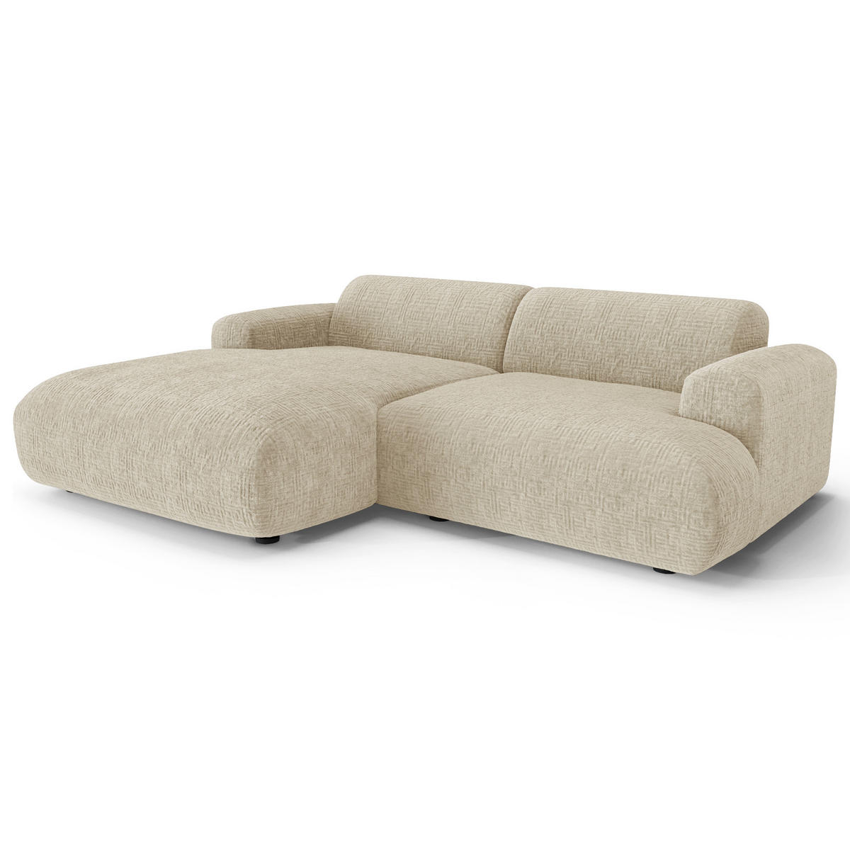 ECKSOFA LINKS Gemusterter Samt Creme 266cm - Creme, Textil (165/266cm) - Sia Home