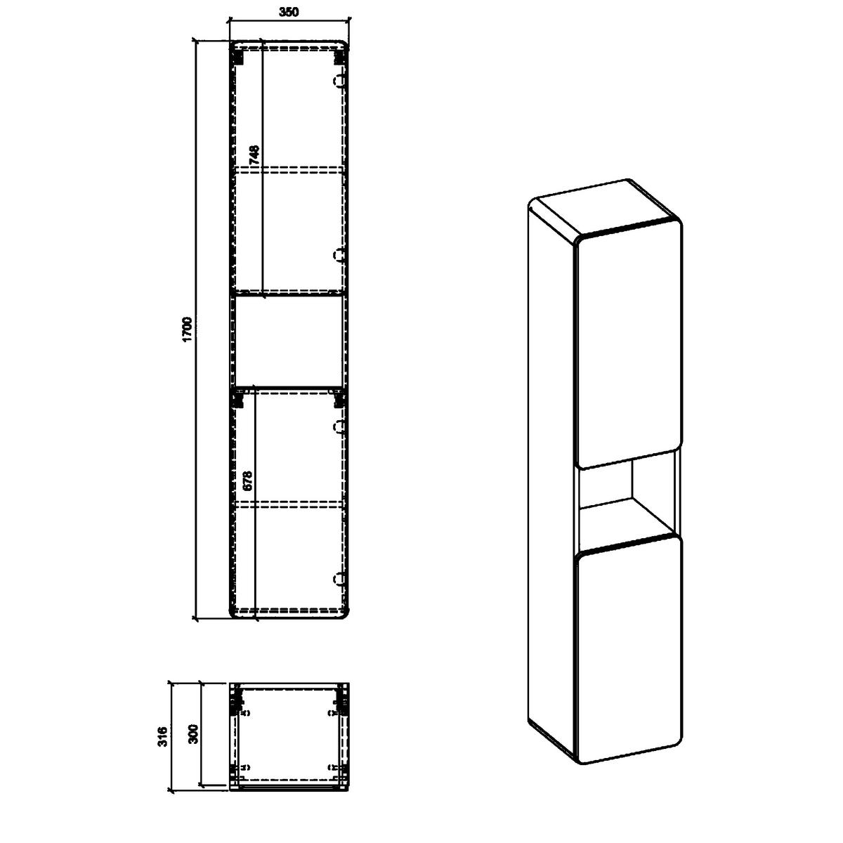HOCHSCHRANK ARVIDA SZK4 Offenes Regal Eiche Weiß - Weiß, Holzwerkstoff (35/170/35cm) - Komodee