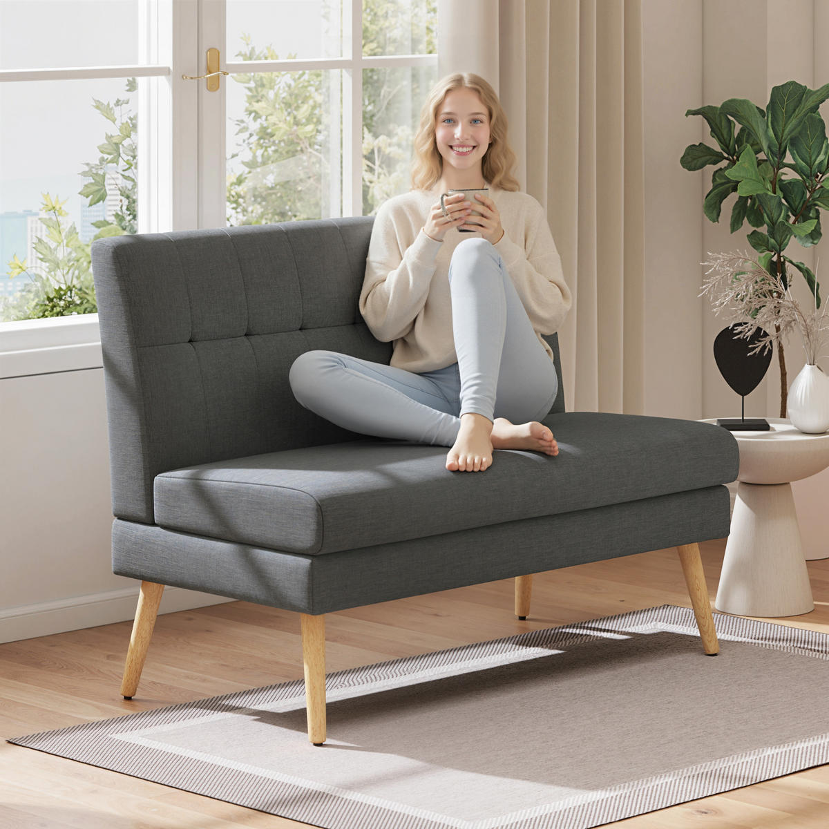 2-SITZER Sofa Dunkelgrau 118.0/68.0/90.0 cm - Dunkelgrau, Textil (68/90/118cm)