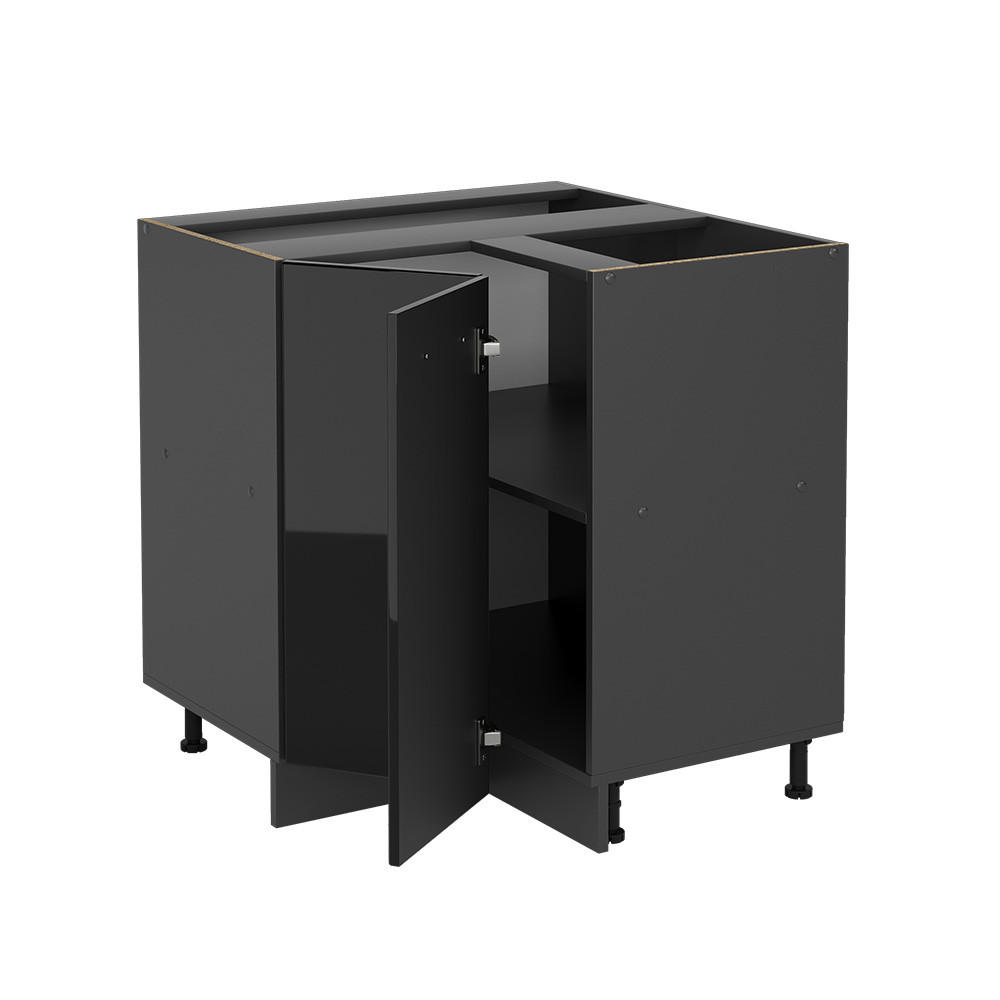 ECKUNTERSCHRANK R-Line Schwarz Hochglanz 75.6 cm ohne AP - Schwarz Hochglanz/Anthrazit, Holzwerkstoff (75.6/81.6/46cm) - Vicco