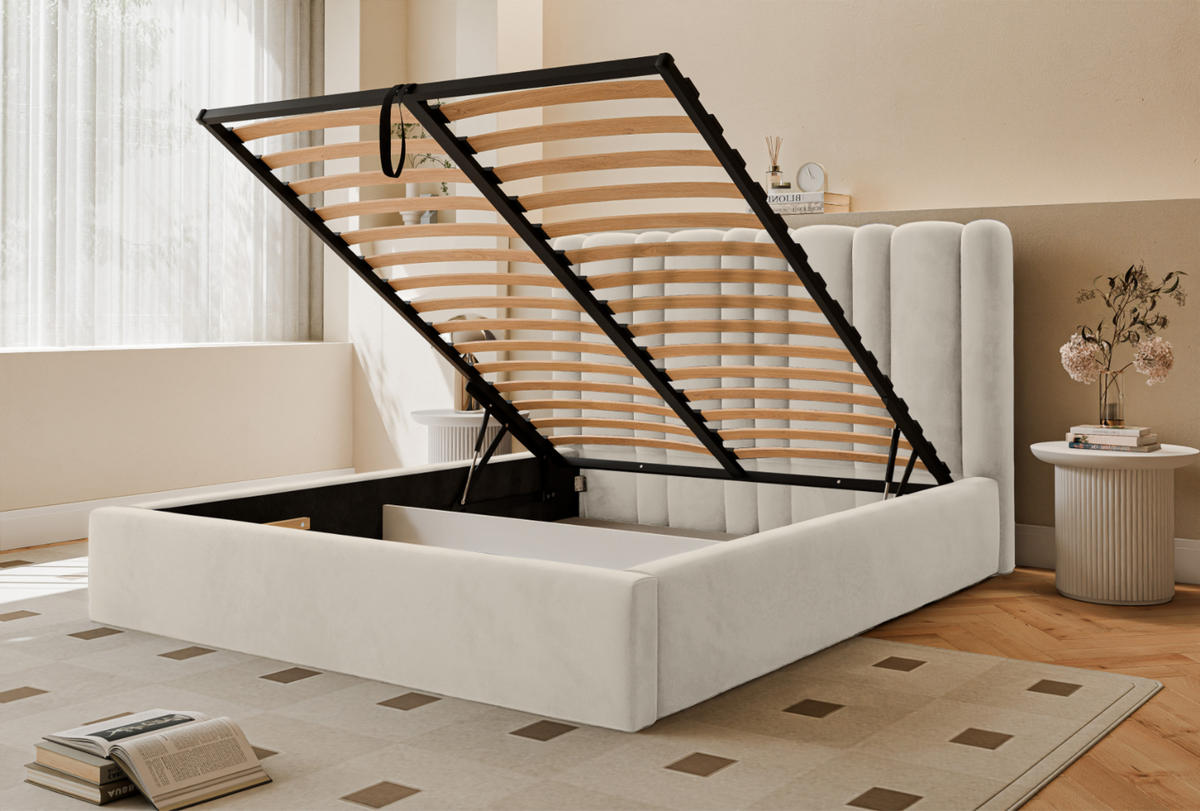 POLSTERBETT Vibo 200x200 cm, Creme - Creme, Textil (200/200cm) - Fedve
