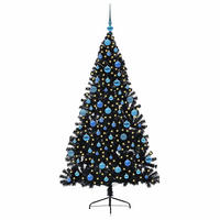 WEIHNACHTSBAUM Künstlicher Vorbeleuchteter Haltbar 115/115/180 cm Schwarz PVC - Schwarz, Kunststoff (180cm) - vidaXL