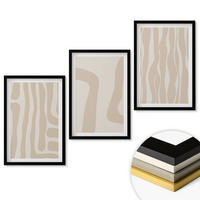 WANDBILDER 3er-Set - 40x60 cm Schwarzer Rahmen - Abstrakte Boho-Muster - Schwarz, Kunststoff (40/60cm) - ArtPrintCave