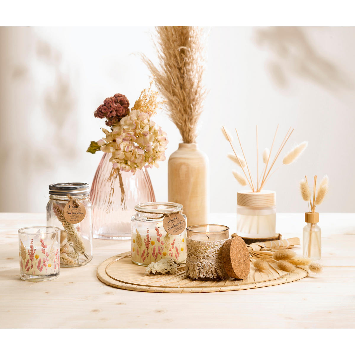 DUFTKERZE mit Korkdeckel 9/9/10 cm - Beige, Paraffin (10cm) - Homea