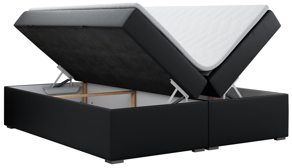 BOXBETT BESS 120/200 Schwarz Kunstleder - H4 - Schwarz, Holz/Textil (120/200cm) - MKS