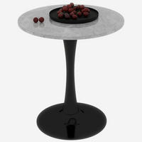 KONFERENČNÍ stolek 70/70/70 cm černo-šedý z umělého mramoru v moderním kulatém provedení - šedá, kámen (70/70/72cm) - OKWISH