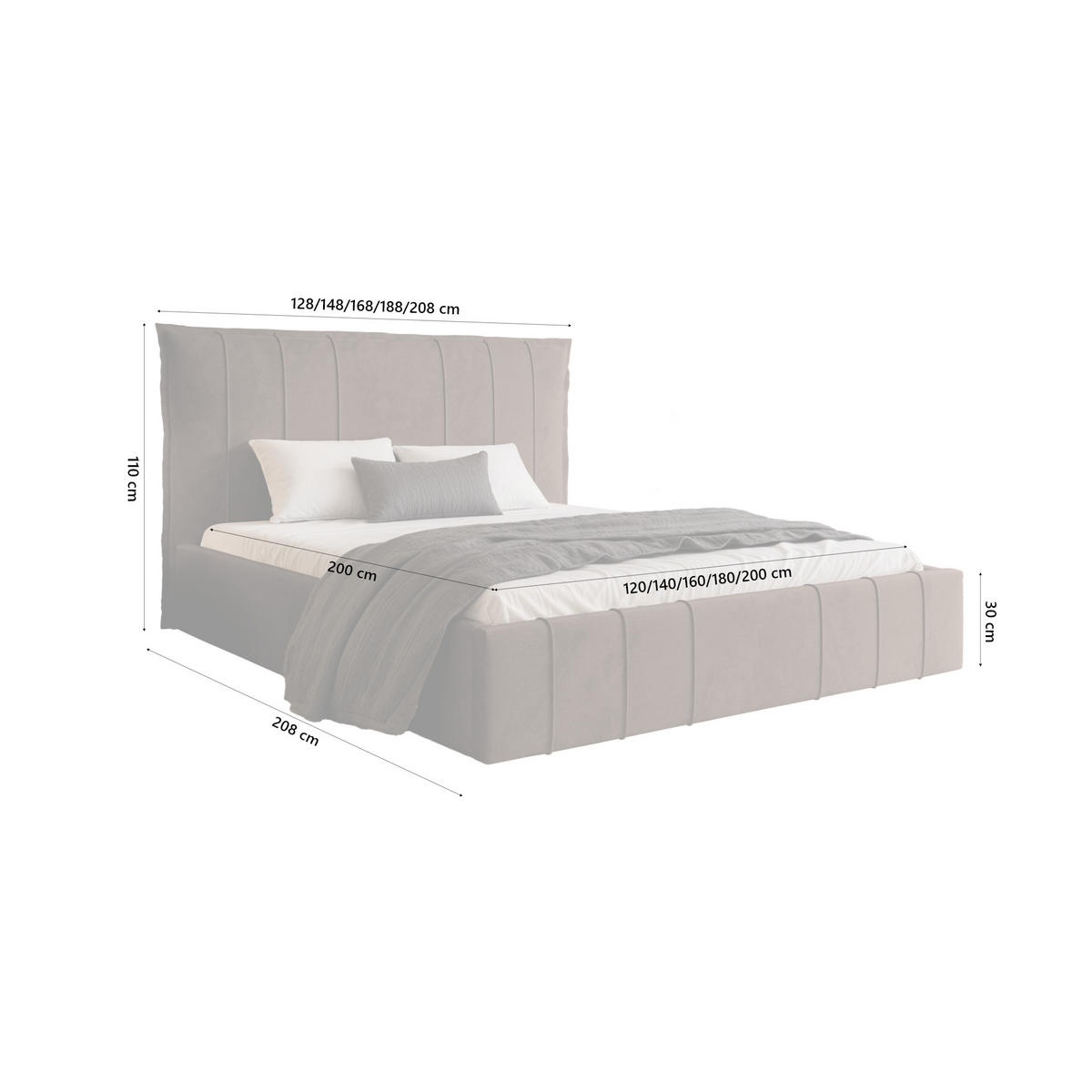 POLSTERBETT Acate 160x200 cm, Braun - Braun, Textil (160/200cm) - Fedve