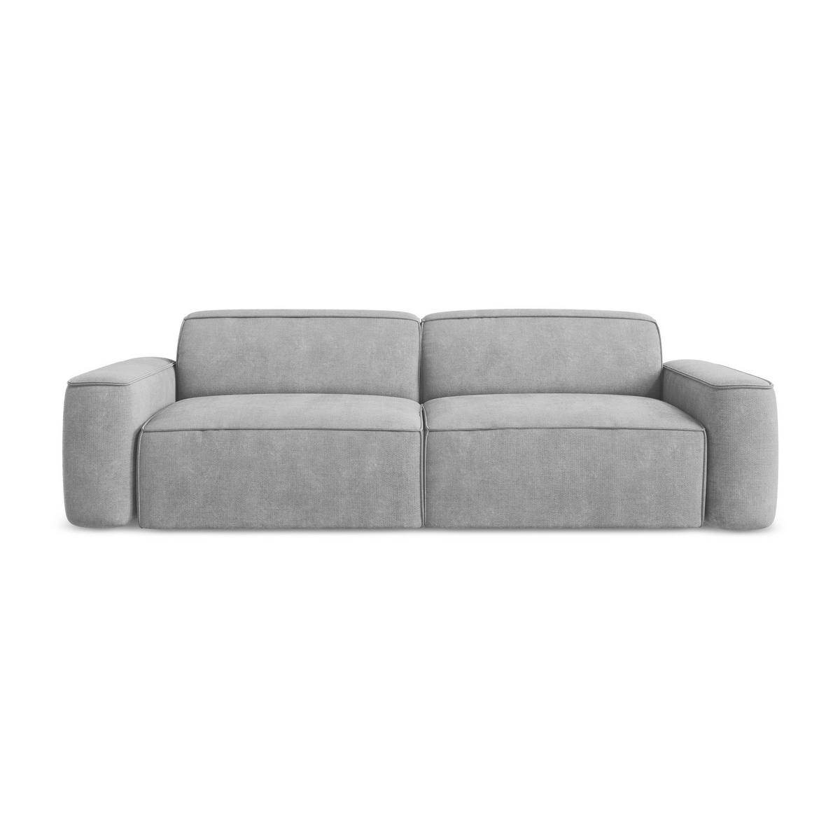4-SITZER-SOFA Chenille Stoff Grau - Hellgrau/Schwarz, Holzwerkstoff/Kunststoff (244/70/102cm) - LaMiaSofa