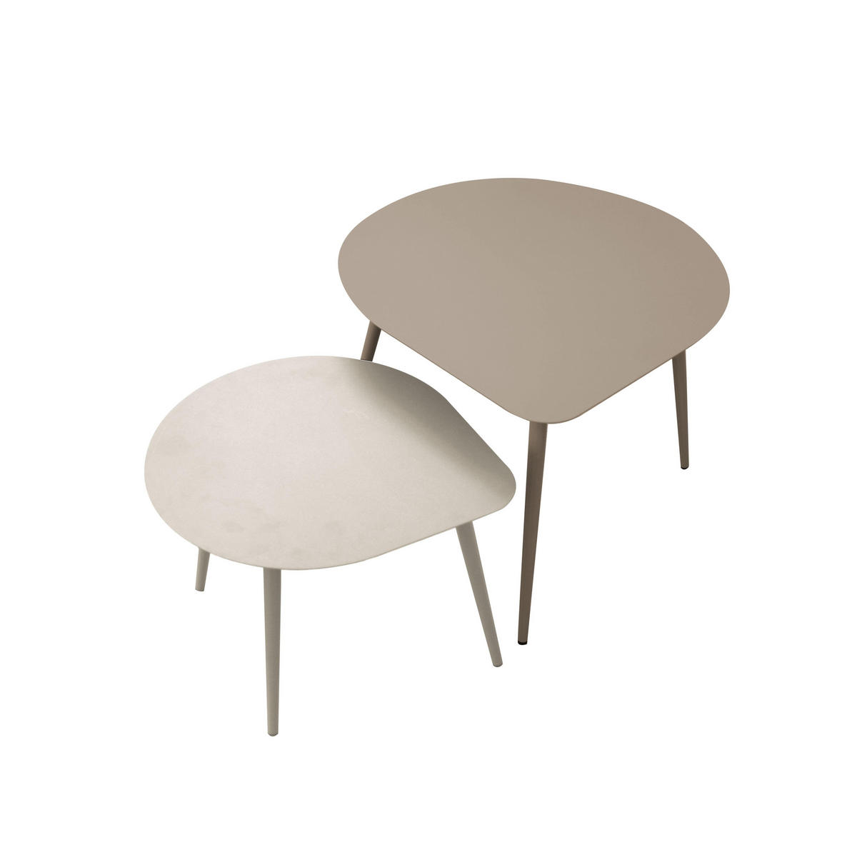 COUCHTISCH 2-tlg., Elfenbein und Taupe - Taupe, Metall (58/50/34cm) - Oviala