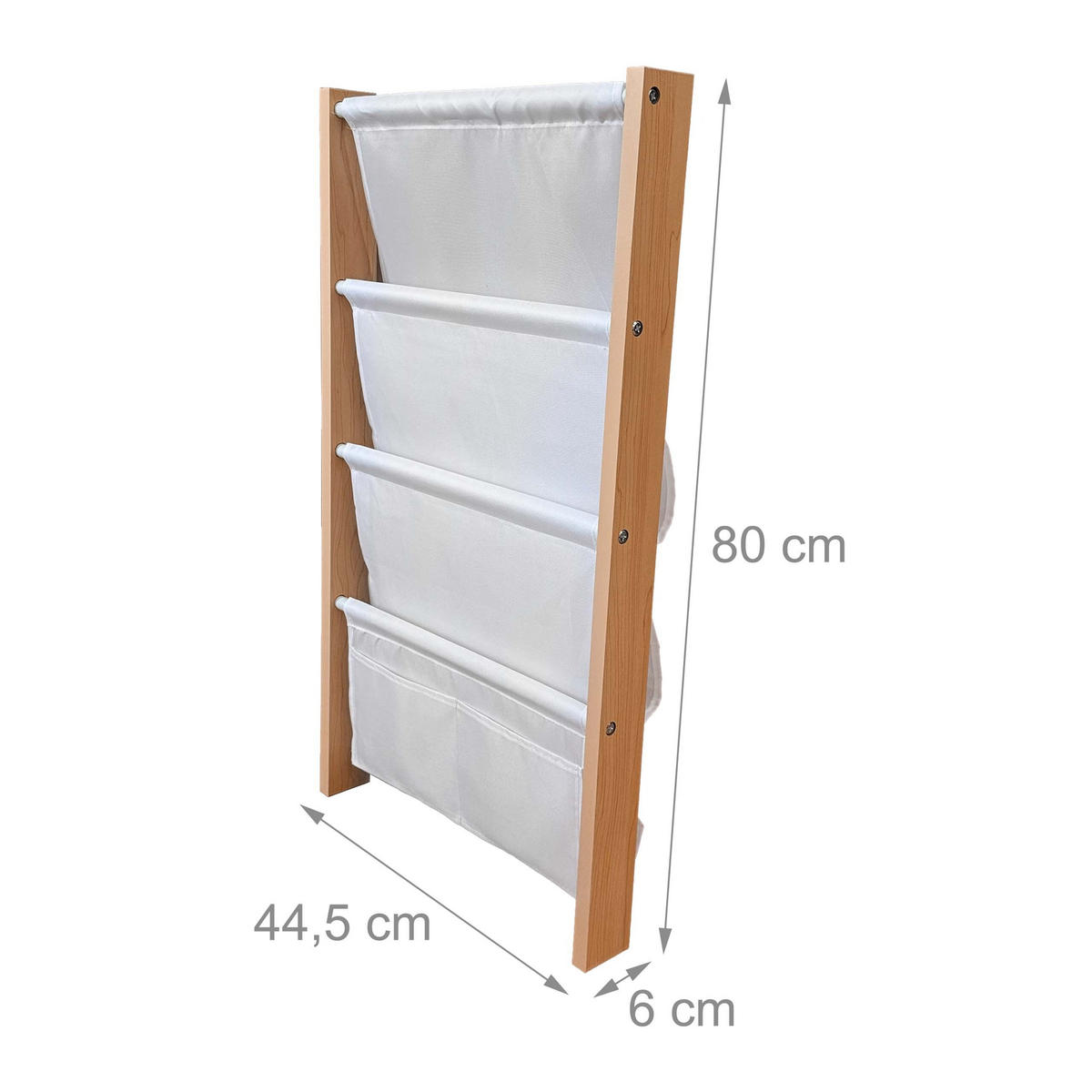 BIBLIOTECĂ natural alb copii - multicolor, compozit lemnos/material textil (44.5/80/6cm) - Relaxdays