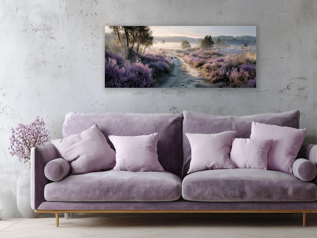 GLASBILD 125x50 cm Natur lila ruhig - Beige, Glas (125/50cm) - artissimo