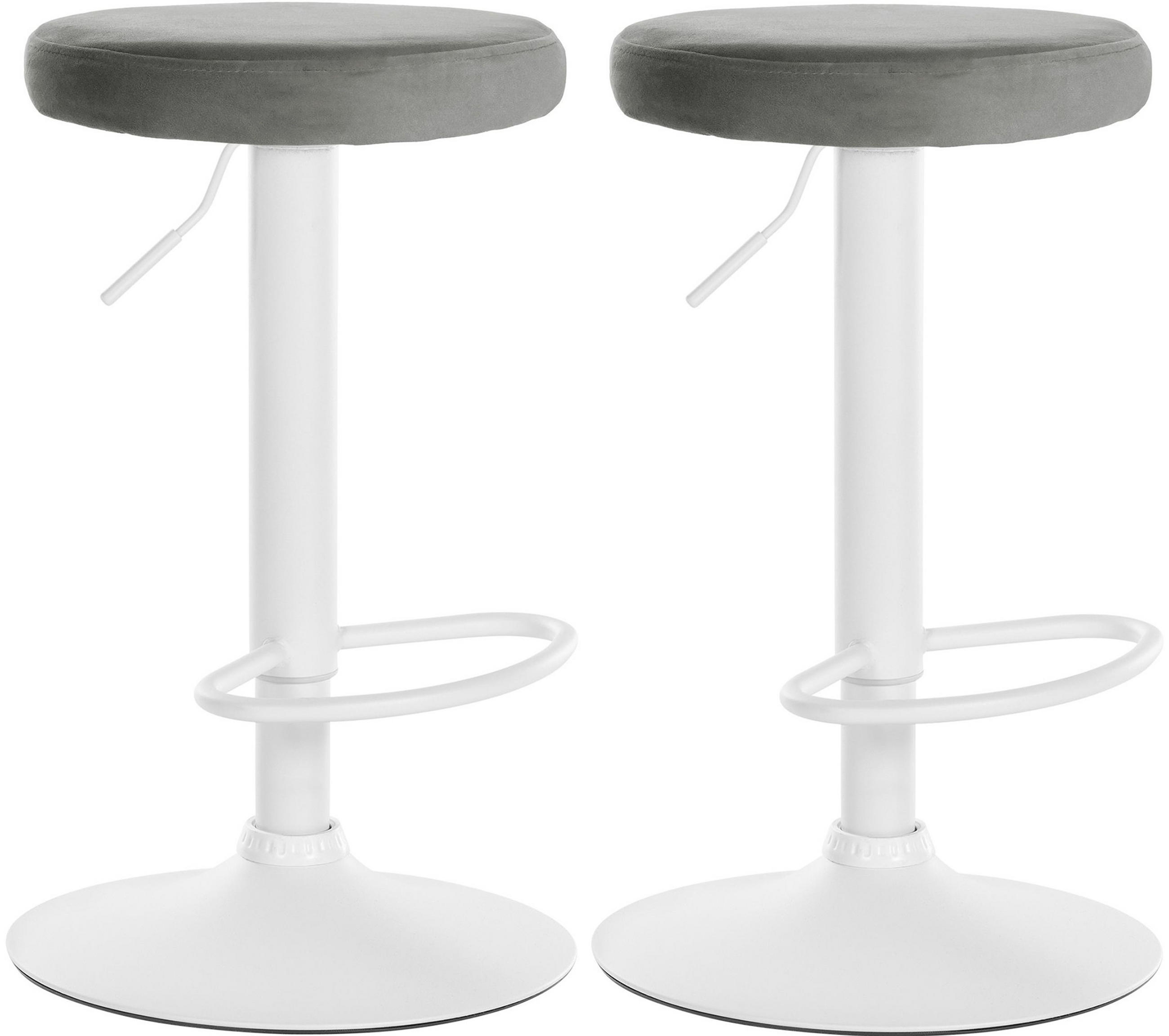 BARHOCKER 2er Set Pontius Samt weiß grau - Weiß/Grau, Textil/Metall (38.5/81/38.5cm) - TPFLiving