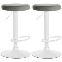 BARHOCKER 2er Set Pontius Samt weiß grau - Weiß/Grau, Textil/Metall (38.5/81/38.5cm) - TPFLiving