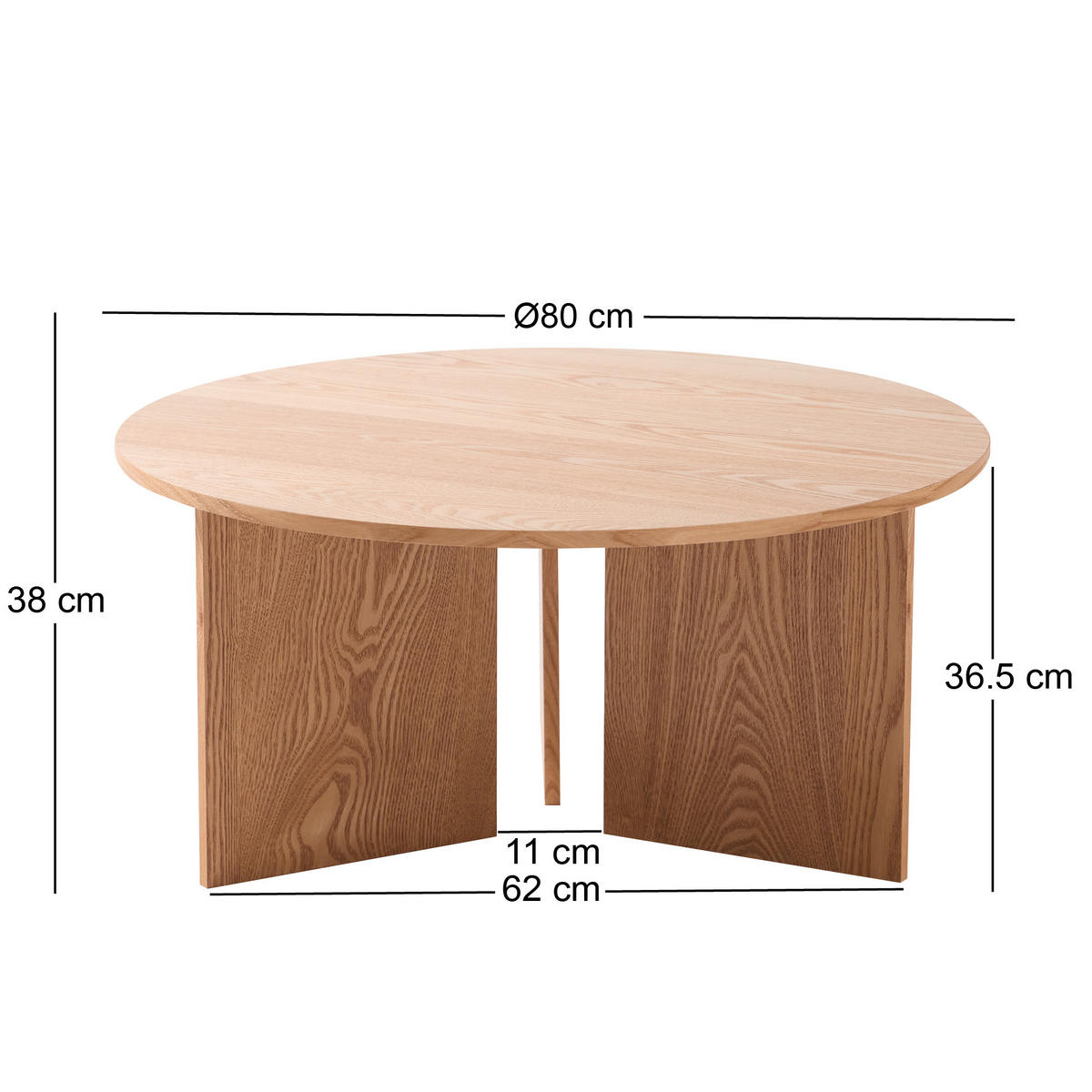 COUCHTISCH Rund Braun 80 x 80 x 38 cm - Braun, Holz (80/80/38cm) - Nordlys
