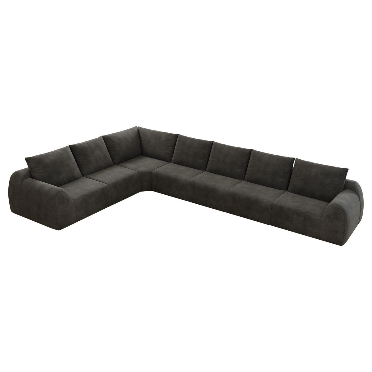 ECKSOFA 401/267/85 cm Dunkelgrau Chenille, 7-Sitzer - Dunkelgrau, Textil (401/267cm) - Oxeza