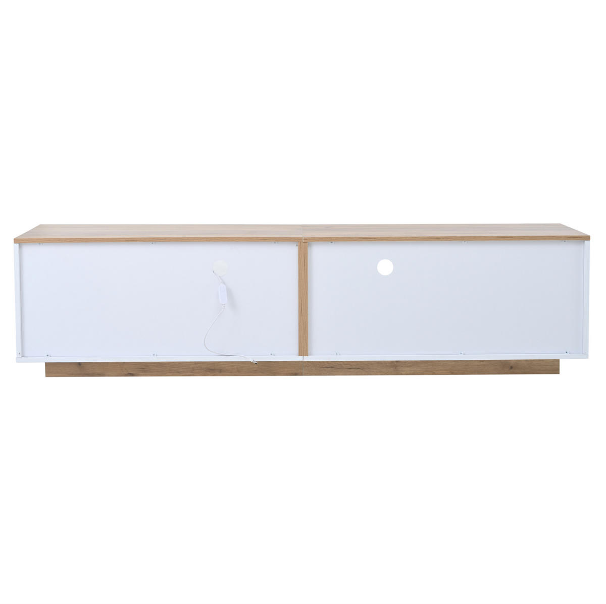 TV-SCHRANK 180/40/46 cm weiß + Holzfarbspleiß mit LED-Beleuchtung und 2 Schubladen und 2 Schränken - Weiß, Holzwerkstoff (180/46/40cm) - OKWISH