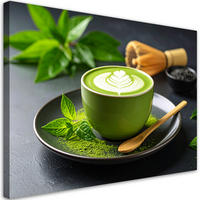 LEINWANDBILD Matcha-Tee Latte 60x40cm - Grün, Textil (60/40cm) - Feeby