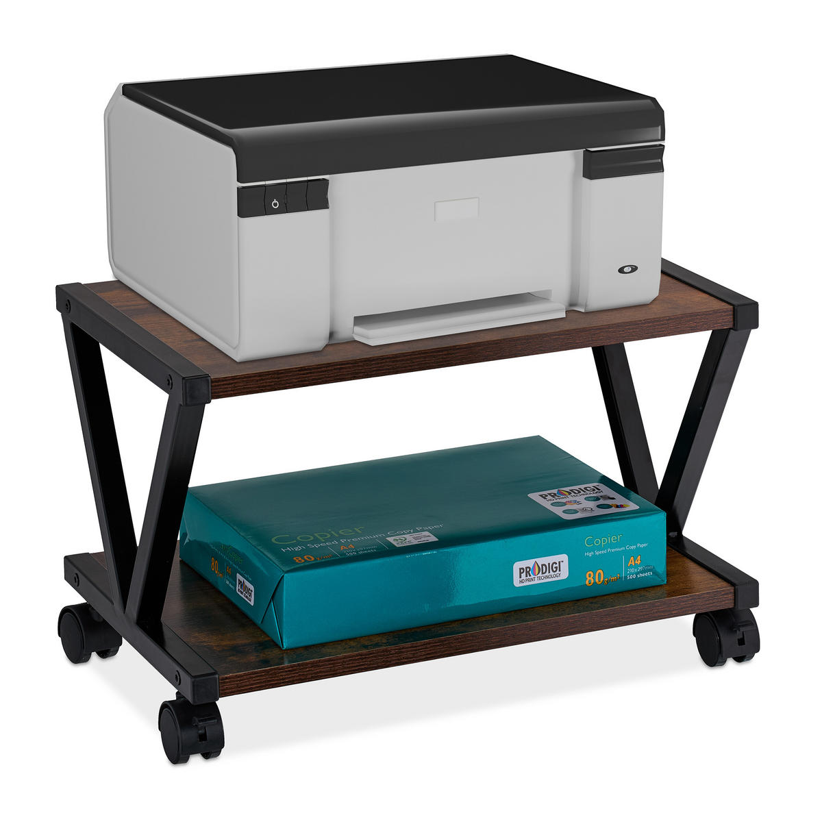 DRUCKERSTÄNDER - Multicolor, Holzwerkstoff/Kunststoff (28.5/44/28cm) - Relaxdays