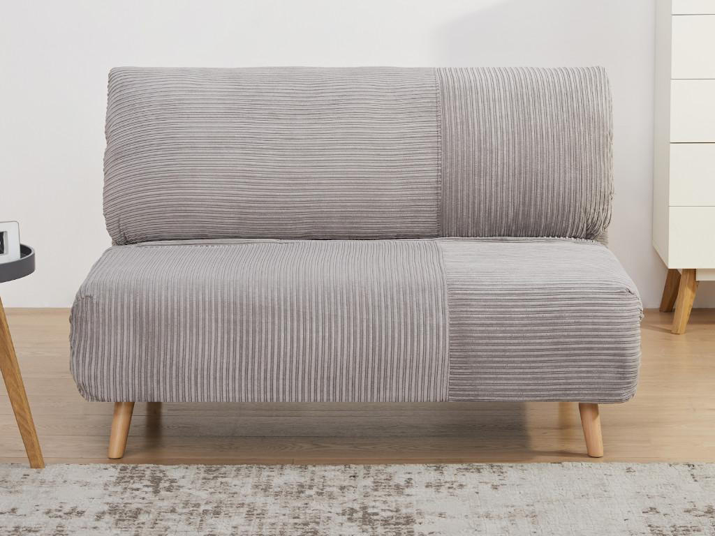SCHLAFSOFA 2-Sitzer - Cord - Hellgrau - PALULA - Hellgrau, Textil (90/83/124cm) - Vente-Unique