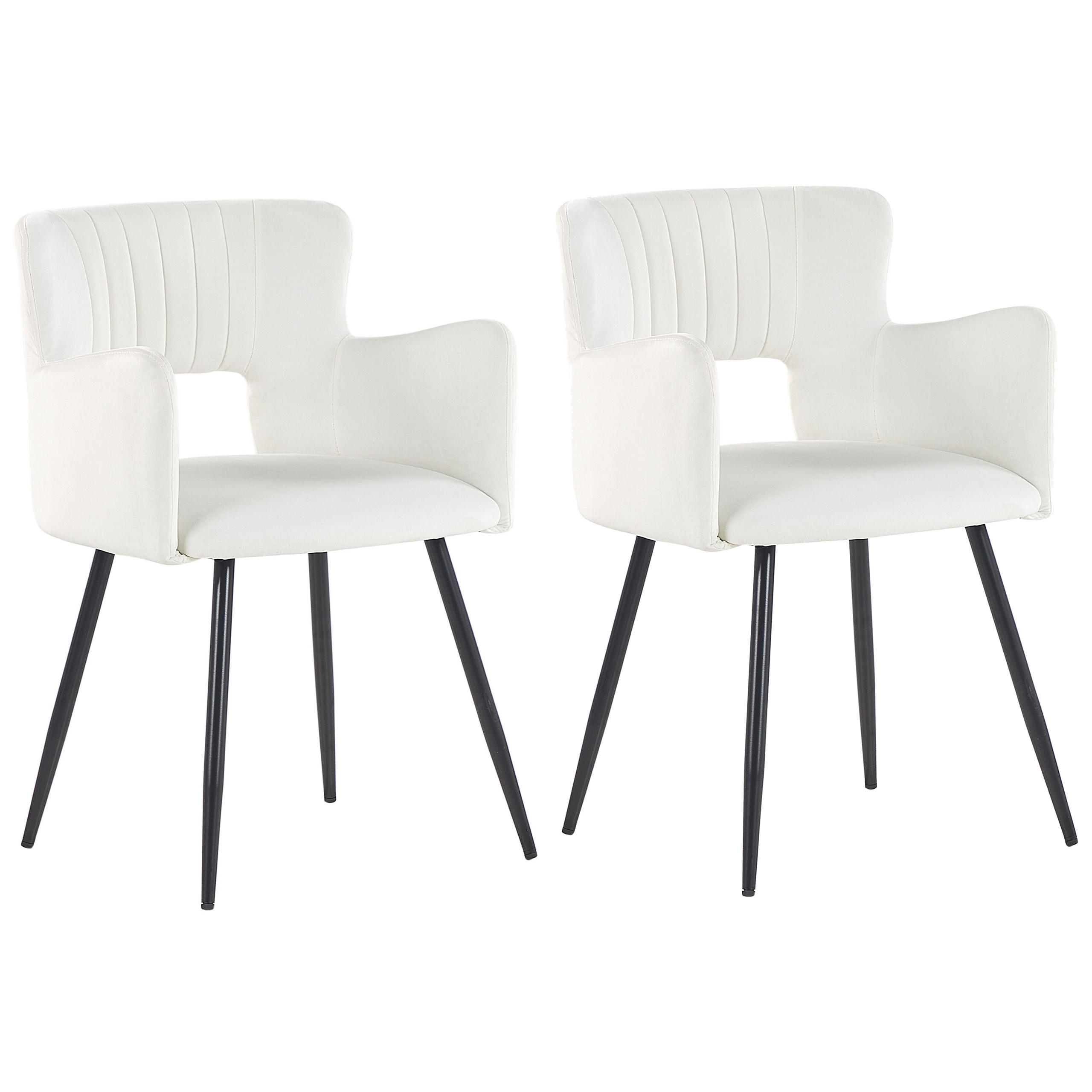 ESSZIMMERSTUHL 2er-Set Samtstoff Weiß Sanilac - Weiß, Textil/Metall (52/75/44cm) - Beliani