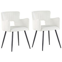 ESSZIMMERSTUHL 2er-Set Samtstoff Weiß Sanilac - Weiß, Textil/Metall (52/75/44cm) - Beliani