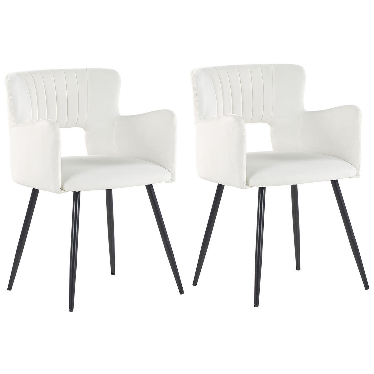 ESSZIMMERSTUHL 2er-Set Samtstoff Weiß Sanilac - Weiß, Textil/Metall (52/75/44cm) - Beliani