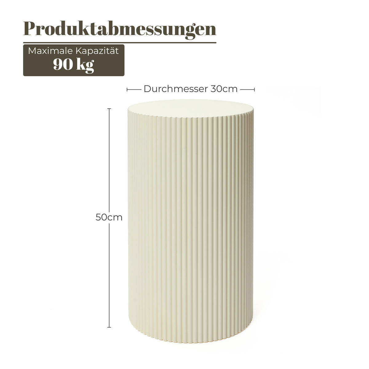 BEISTELLTISCH Rund Beige, MDF | B30 x T30 x H50 cm - Beige, Holzwerkstoff (30/30/50cm) - Hometopia