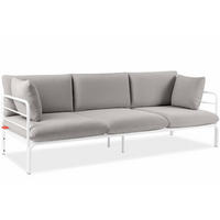 GARTENSOFA RAMBE 3-Personen mit Kissen, Weiß/Hellgrau - Hellgrau/Weiß, Textil/Metall (225/80/80cm) - KONSIMO®