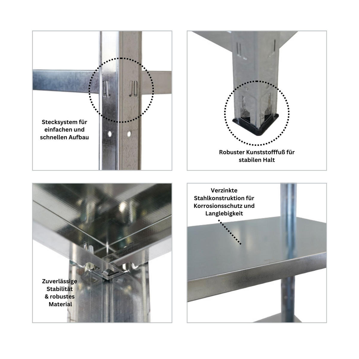SCHWERLASTREGAL Ares 180x90x40cm 5 Stahlplatten-Ebenen Fachlast 125 kg Verzinkt - Silberfarben, Metall (90/180/40cm) - PROREGAL