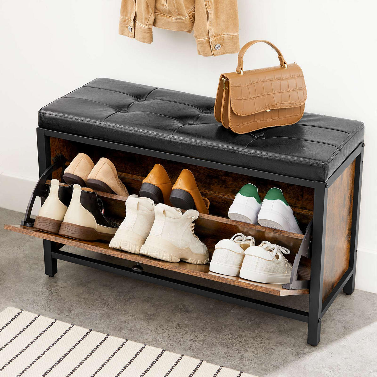 SCHUHBANK - Braun, Holzwerkstoff (30/51/80cm) - Hansiro