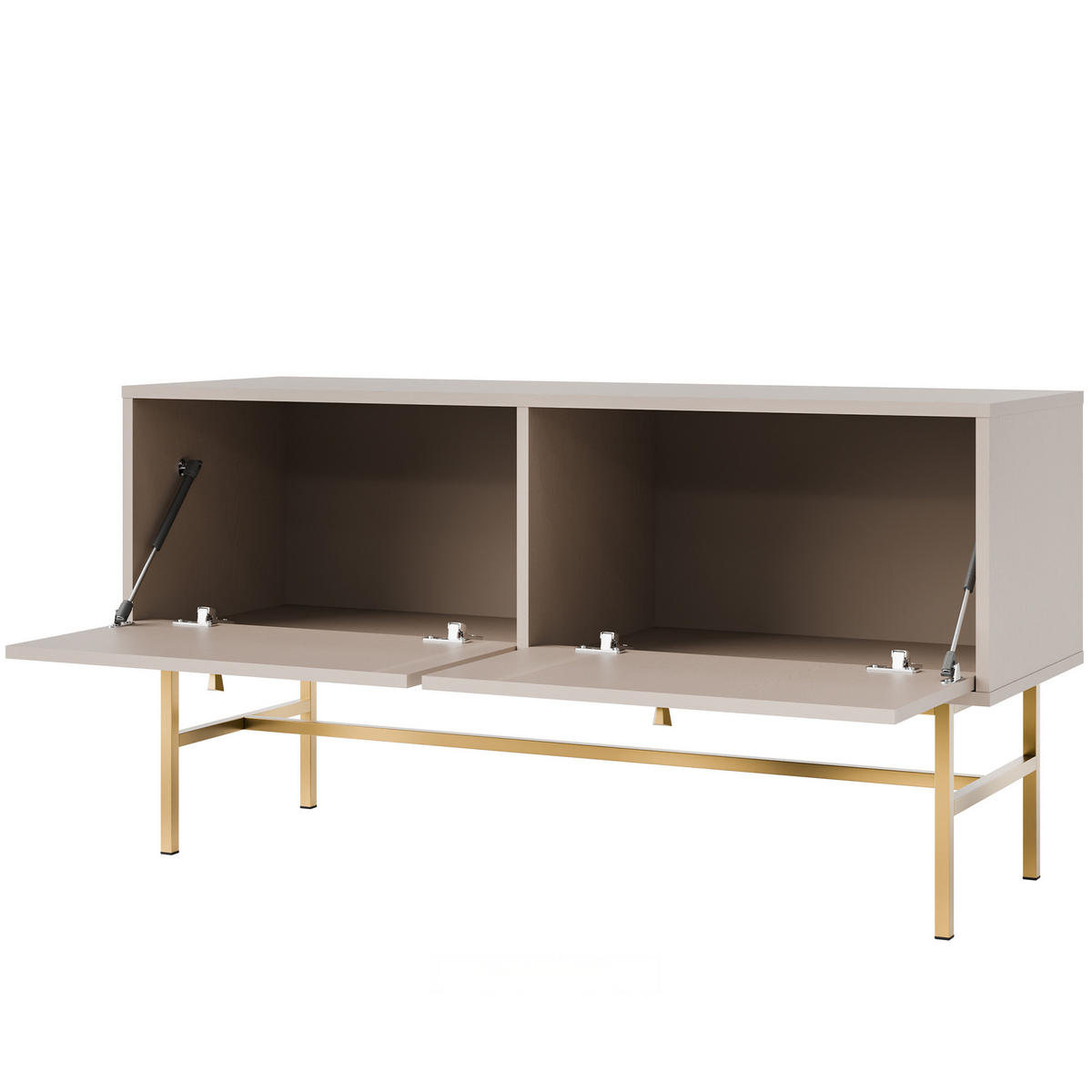 TV-LOWBOARD FLOREN, Creme/Gold - Creme, Holzwerkstoff/Metall (120.6/62.5/40.8cm) - KONSIMO®
