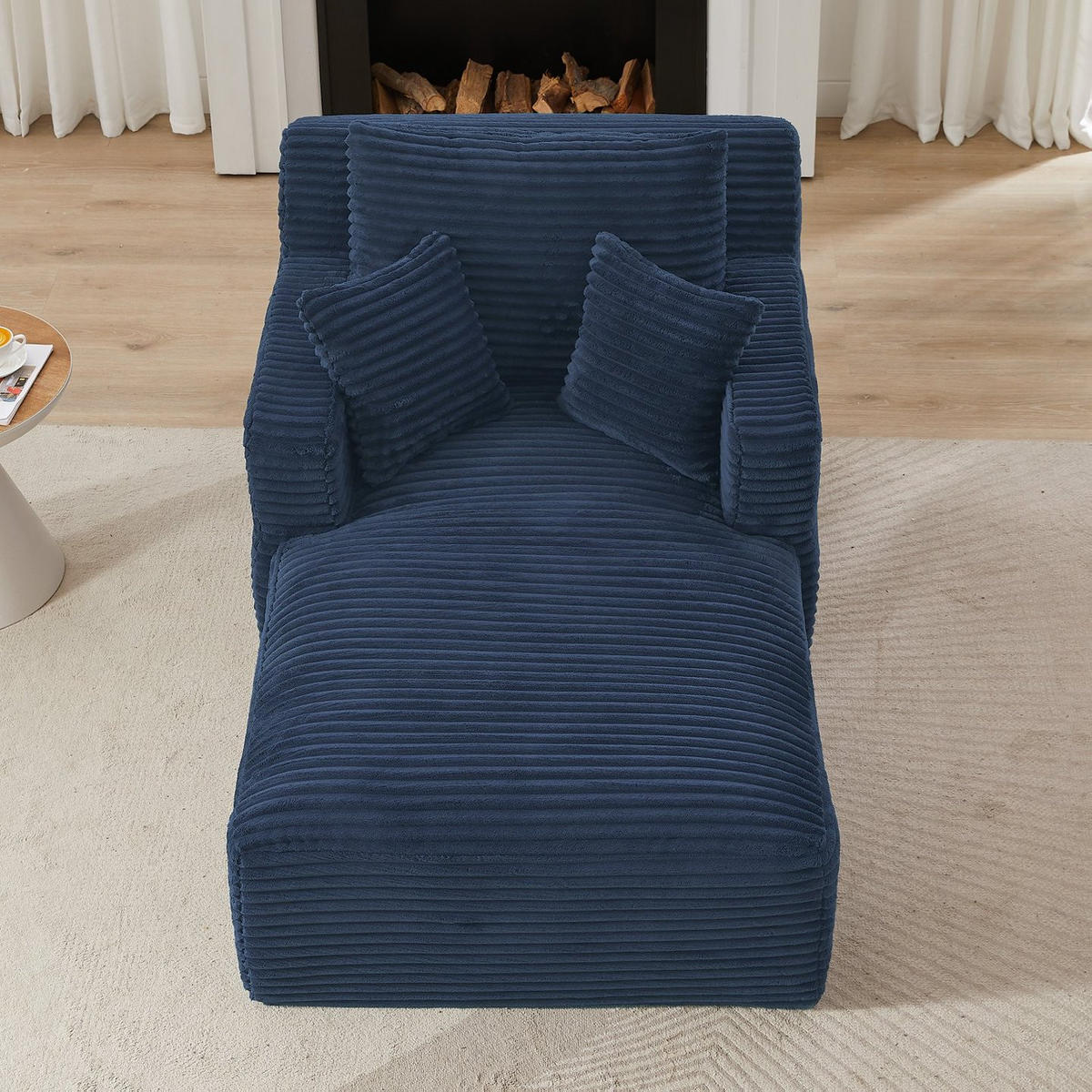 SOFA Cord Blau ohne Montage - Blau, Textil (100/82/166cm) - WISHDOR
