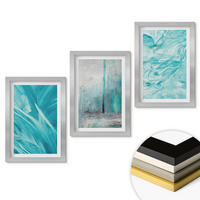 WANDBILDER 3er Set - 20x30 cm Silberner Rahmen - Abstrakte Muster in Blautönen - Silberfarben, Kunststoff (20/30cm) - ArtPrintCave