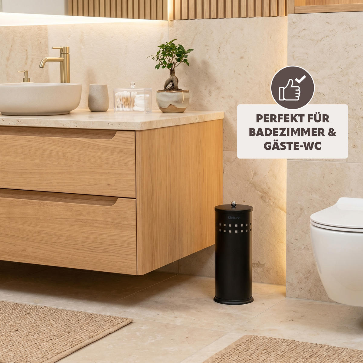 TOILETTENPAPIER-AUFBEWAHRUNG AGLIANO, Metall, schwarz - Schwarz, Metall (14.5/37.5/14.5cm) - eluno