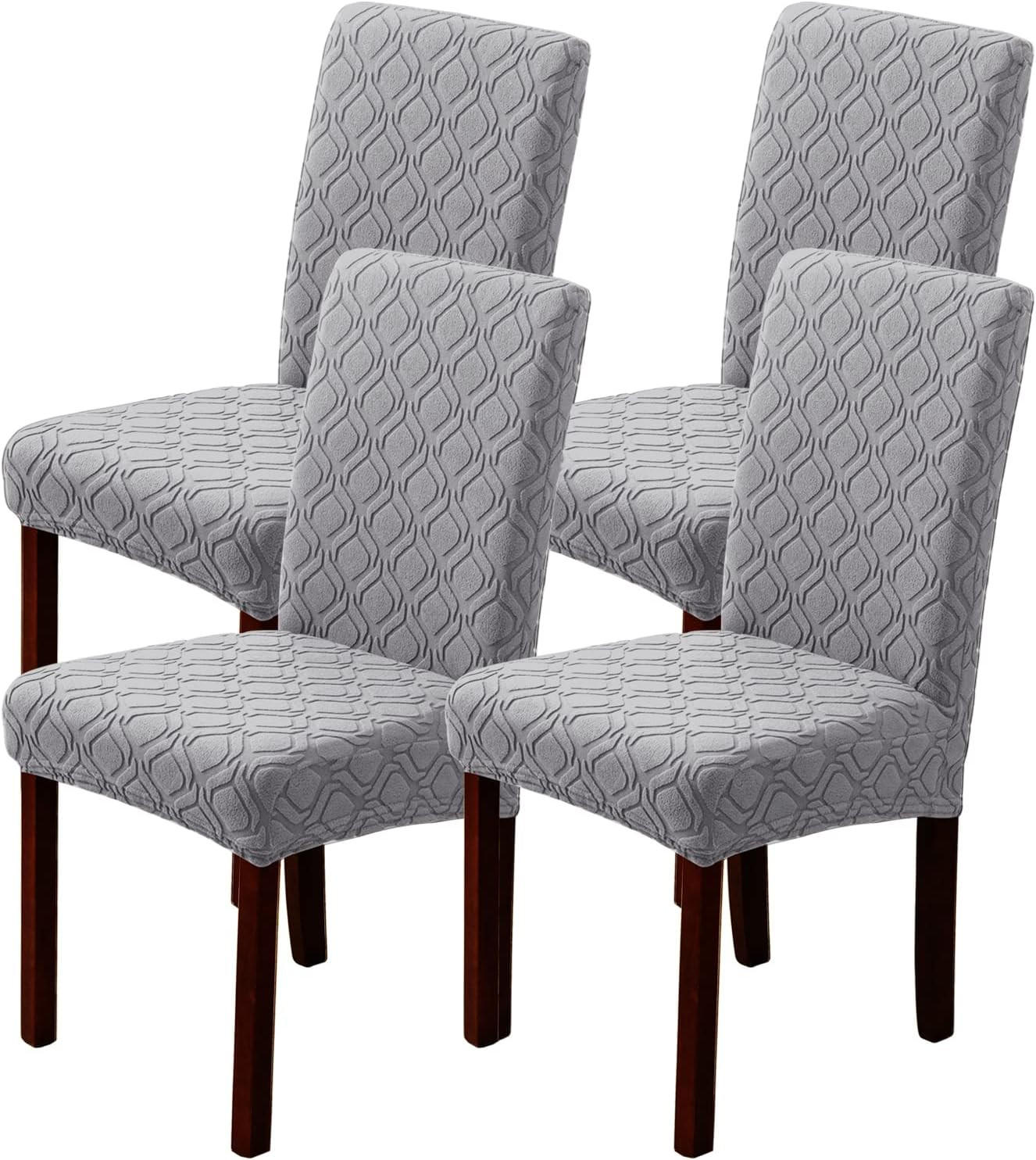 STUHLHUSSE Stretch Stuhlbezug 4 Stück - Hellgrau, Textil (18/25cm) - Coonoor