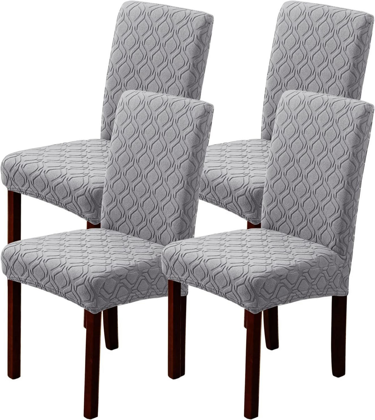 STUHLHUSSE Stretch Stuhlbezug 4 Stück - Hellgrau, Textil (18/25cm) - Coonoor