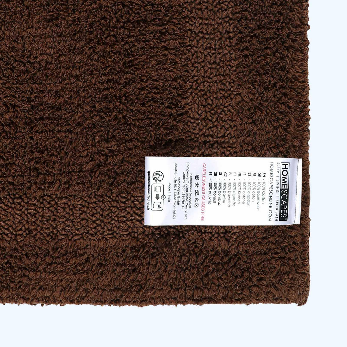 BADGARNITUR 2-tlg. Badematte & WC-Vorleger, 100% Baumwolle - Braun, Textil (80/50cm) - Homescapes