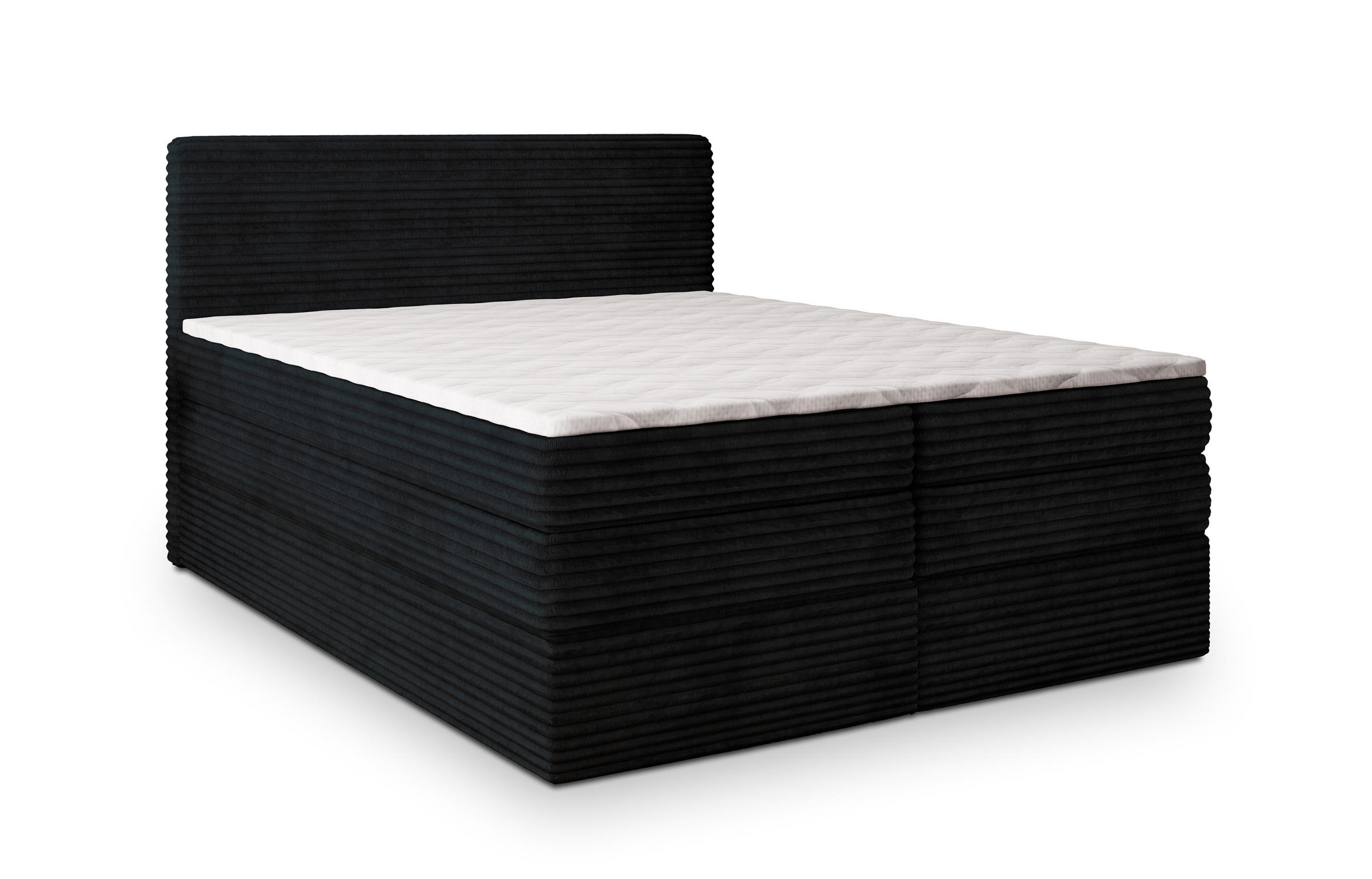 BOXSPRINGBETT LUNERA 180x200 cm mit Matratze und Topper - Schwarz - Schwarz, Holz (180/200cm) - MASSENO