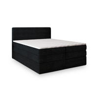 BOXSPRINGBETT LUNERA 180x200 cm mit Matratze und Topper - Schwarz - Schwarz, Holz (180/200cm) - MASSENO