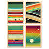 POSTER Set mit 4 Teilt Abstrakt Moderne Galaxien A3 Rahmen aus hellem Holz - Beige, Papier (29.7/3cm) - Nacnic