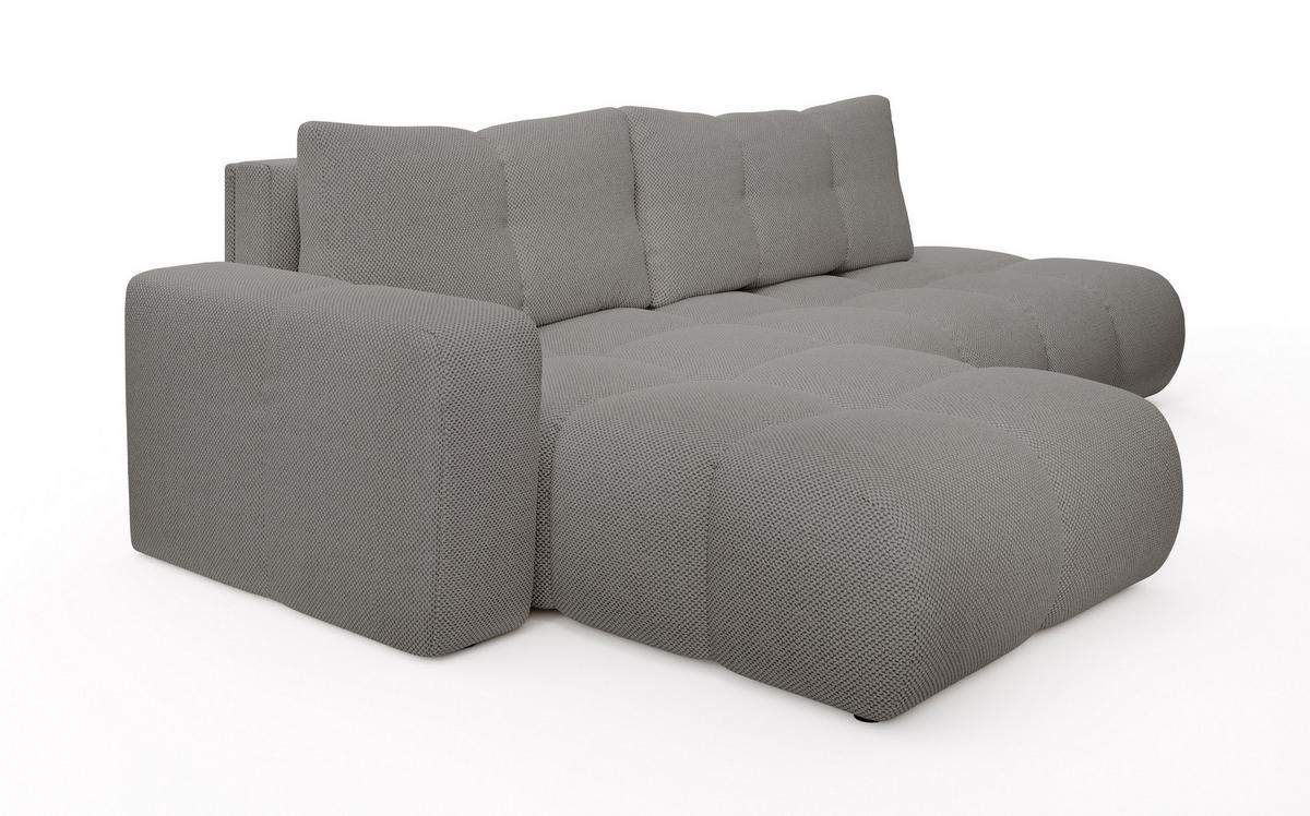 ECKSOFA DUCA L-S Grau Jersey mit Schlaffunktion - Grau, Holz (266.5/266.5cm) - MASSENO