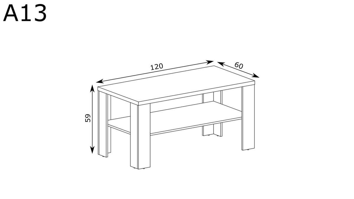 COUCHTISCH Antica New AN-13 Kraft Gold - Wildeiche, Holzwerkstoff (60/120/59cm)