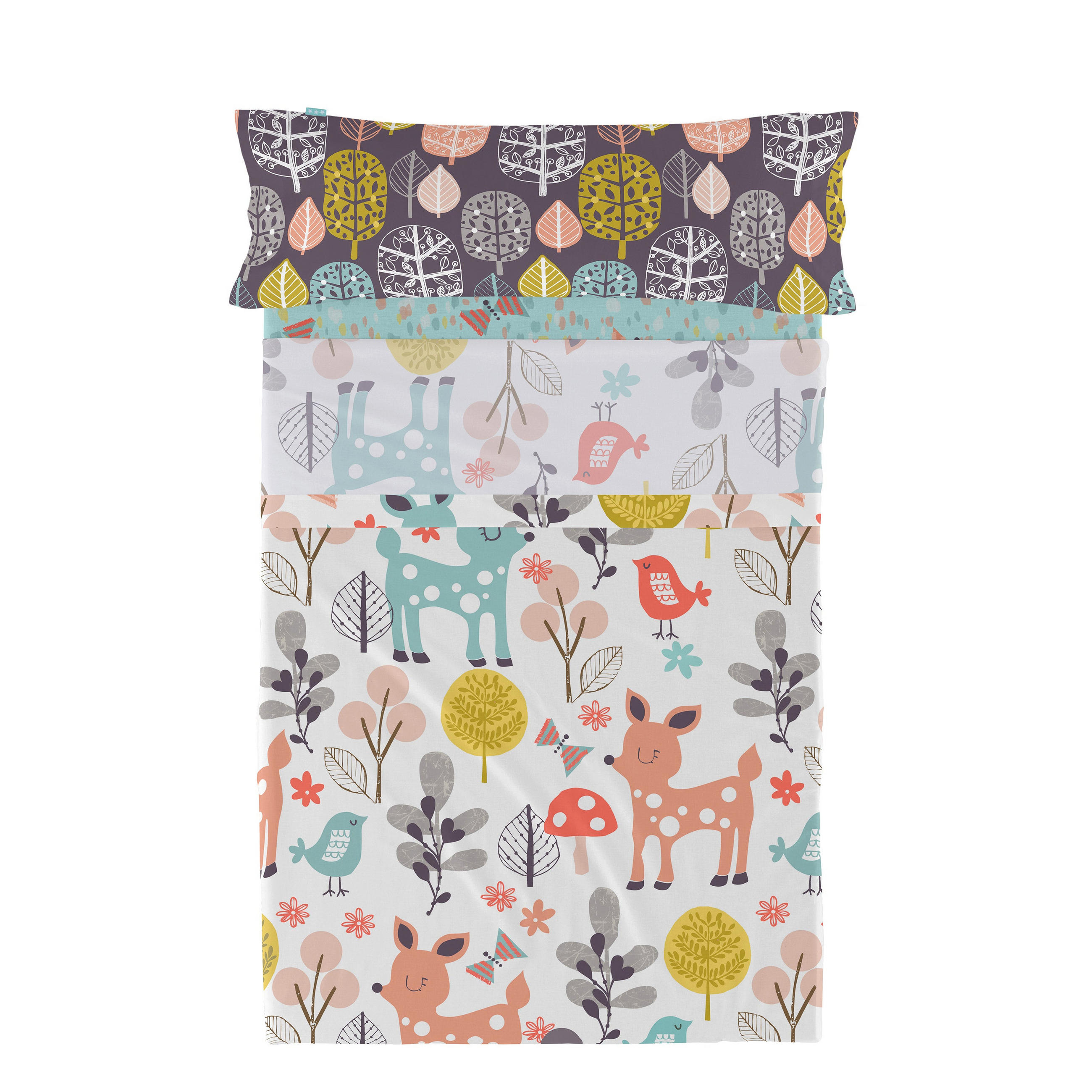 BETTWÄSCHE 2er-Set teiliges woodland 180x270 cm mehrfarbig - Multicolor, Textil (180/270cm) - Happy Friday